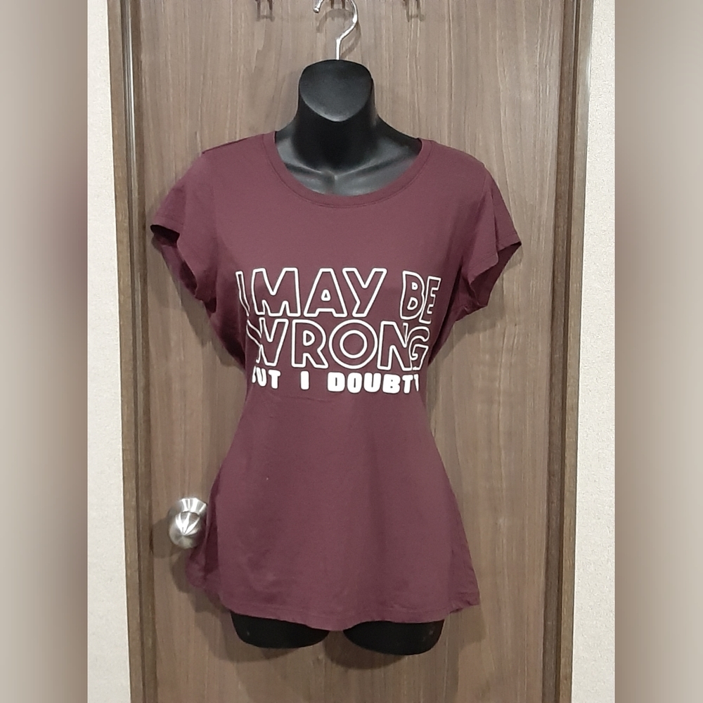 Women’s Wound Up size L (11-13) t-shirt cute "I maybe wrong but I doubt it "